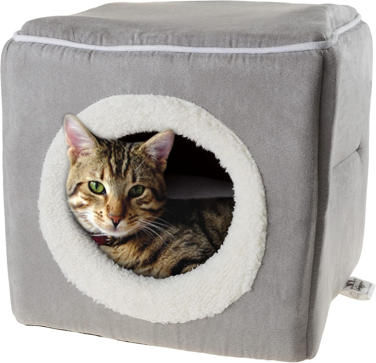 Cat House – Indoor Bed with Removable Foam Cushion – Cat Cave for Puppies, Rabbits, Guinea Pigs, and Other Small Animals by PETMAKER